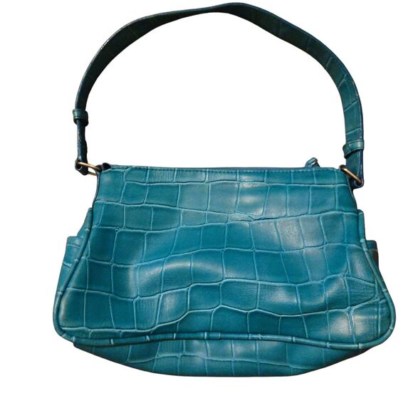 Y2K Elka Handbags Inc Vegan Faux Crocodile Pattern Shoulder Purse 90's VTG - Picture 2 of 12